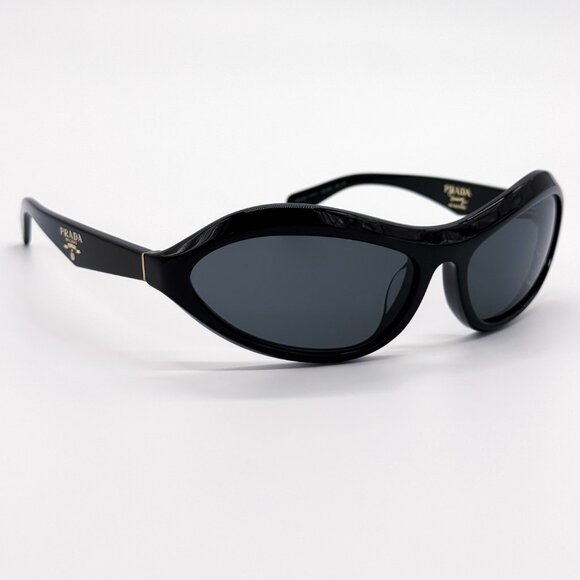 NEW PRADA SUNGLASSES PRA20S 16K5S0 WOMEN BLACK SPR A20 OVAL PR A20S 16K5S0 - Picture 5 of 10